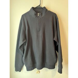 LL Bean Traditional Fit 1/4 Zip Pullover Swearshirt Dark Blue Size Small Pockets